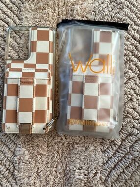Wallis Checkered Phone Case with Card Slot - Brown & White